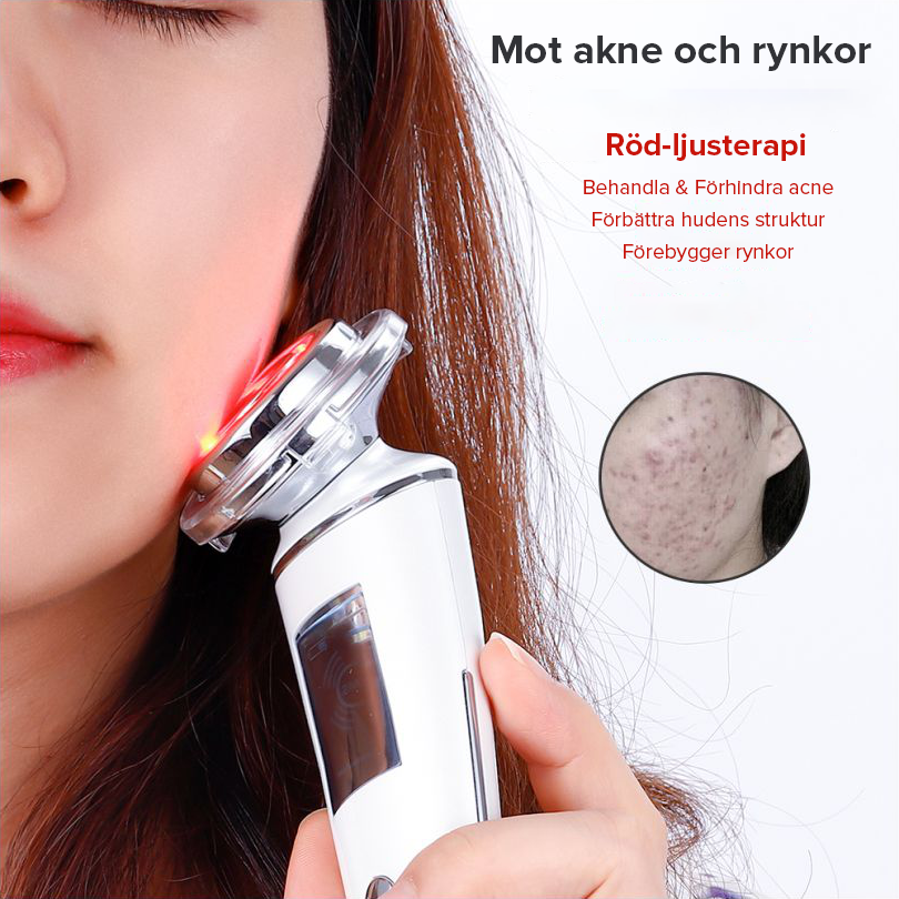 Lizette Intense med rött ljus vid användning på kinden